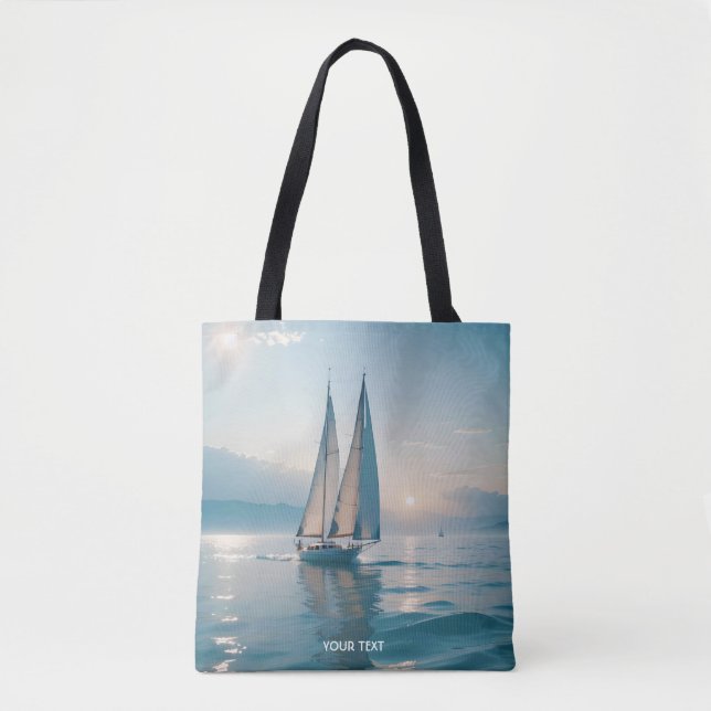 Bolsa Tote Fantasy Cute Boat Sea Sun (Frente)