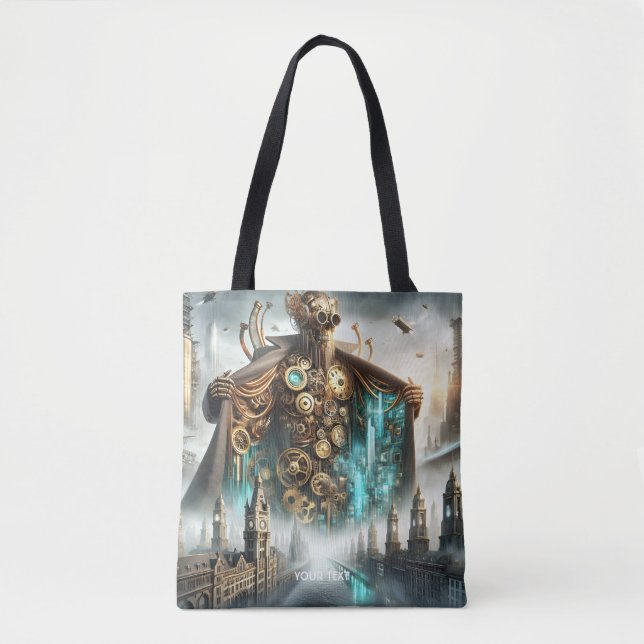 Bolsa Tote Fantasy Cute Bridge Steampunk Robot (Frente)