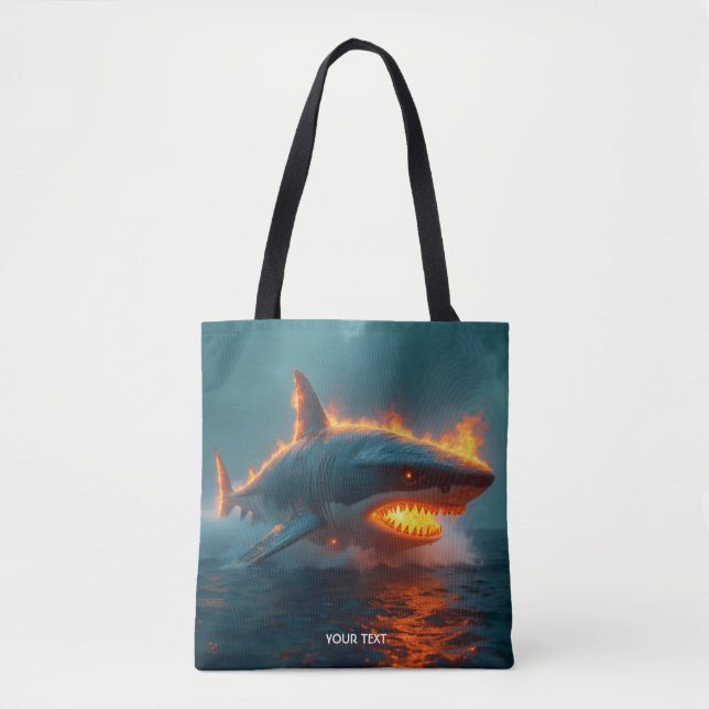 Bolsa Tote Fantasy Cute Fire Shark Sea (Frente)
