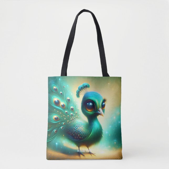 Bolsa Tote Fantasy Cute Green Baby Peacock (Frente)