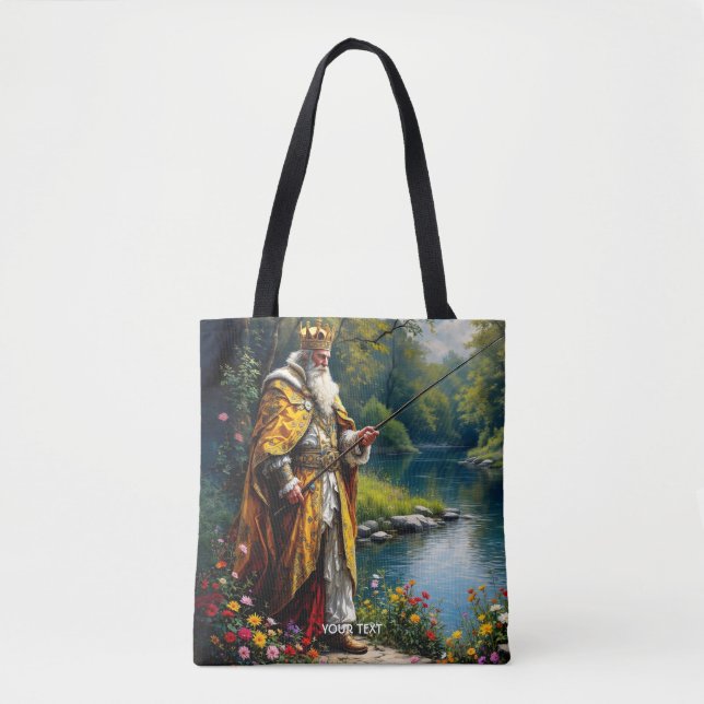 Bolsa Tote Fantasy Cute King A Pescar Em Rio (Frente)