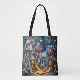 Bolsa Tote Fantasy Cute Mushroom Forest Reino