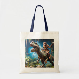 Bolsa Tote Fantasy Cute Neanderthal Andando Dinossauro