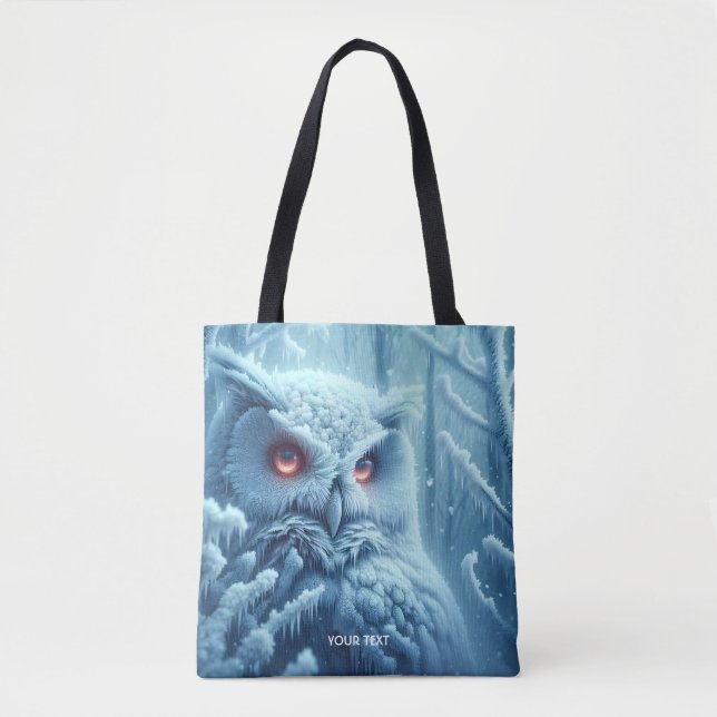 Bolsa Tote Fantasy Cute Owl Snow Winter (Frente)
