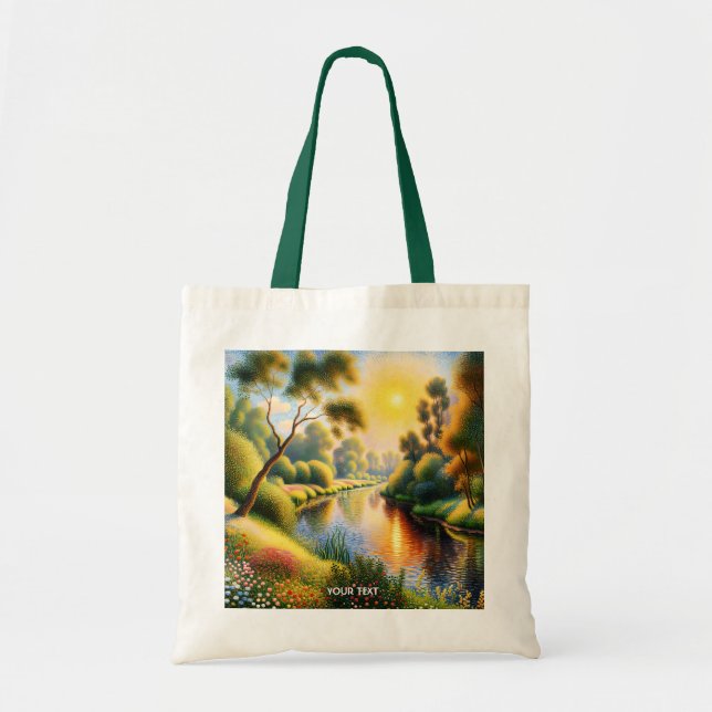 Bolsa Tote Fantasy Cute Pointillism Landscape (Frente)