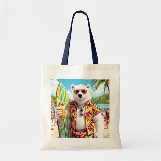 Bolsa Tote Fantasy Cute Polar Bear Beach (Frente)