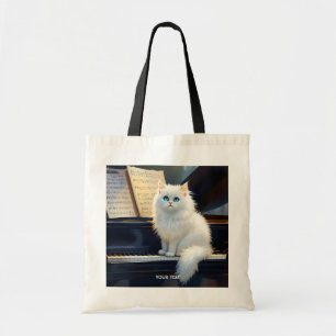 Bolsa Tote Fantasy Cute Ragdoll Cat Em Piano