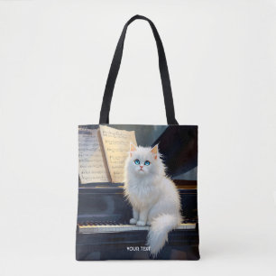 Bolsa Tote Fantasy Cute Ragdoll Cat Em Piano
