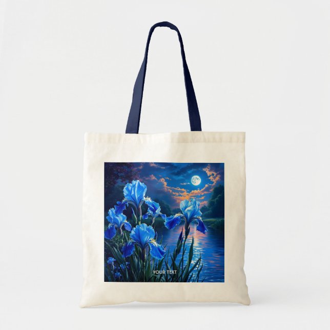 Bolsa Tote Fantasy Cute River Blue Irises (Frente)
