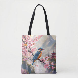 Bolsa Tote Fantasy Cute Sakura Bird Blue