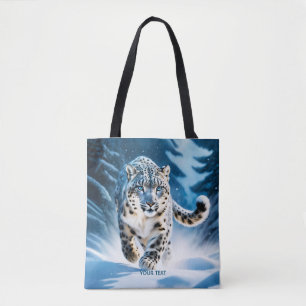 Bolsa Tote Fantasy Cute Snow Leopard Correndo