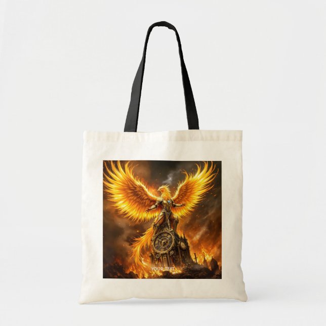 Bolsa Tote Fantasy Cute Steampunk Flames Phoenix (Frente)