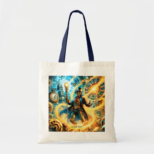 Bolsa Tote Fantasy Cute Steampunk Time Wizard (Frente)