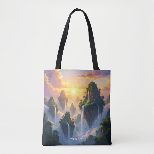 Bolsa Tote Fantasy Cute Sunset Islands Waterfall (Frente)