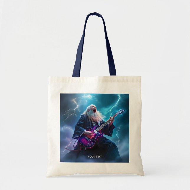 Bolsa Tote Fantasy Cute Wizard Tocando Violão (Frente)
