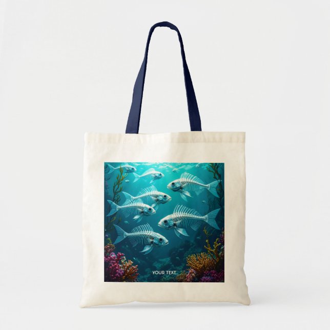 Bolsa Tote Fantasy - Escola de Peixe de Esqueleto (Frente)