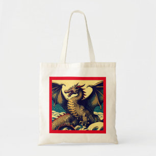 Bolsa Tote Fantasy European Dragon - Woodcut 1