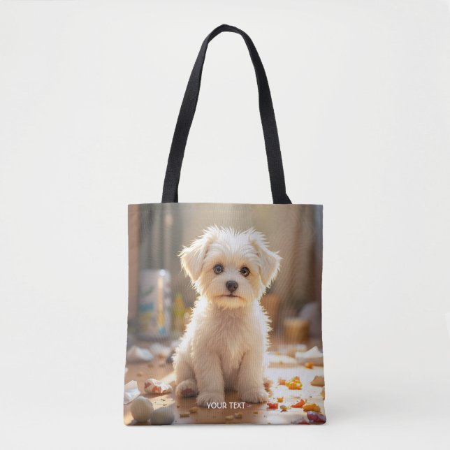 Bolsa Tote Fantasy Feliz Feliz Maltês Puppy (Frente)
