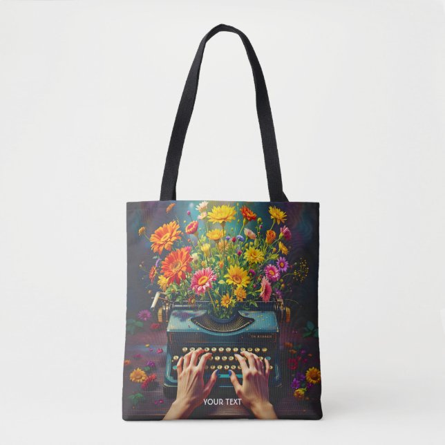 Bolsa Tote Fantasy - Flores de Máquina de Máquina (Frente)