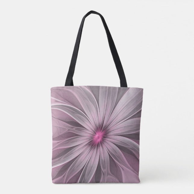 Bolsa Tote Fantasy Flower Abstrato Plum Floral Arte Fractal (Verso)