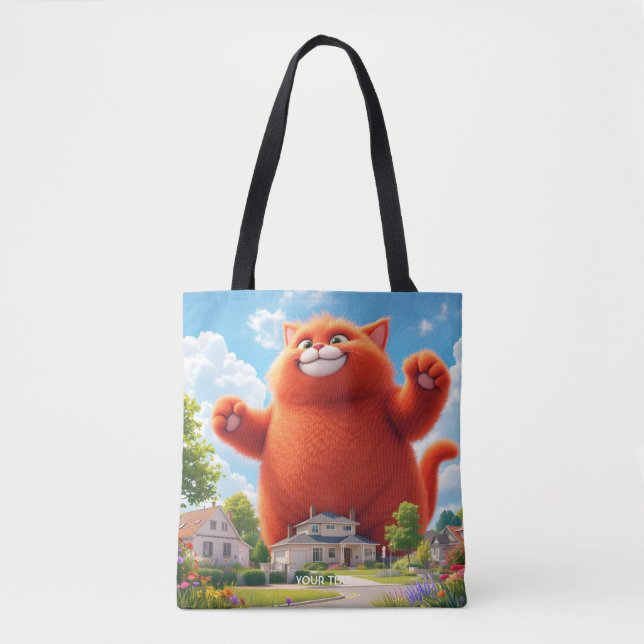 Bolsa Tote Fantasy - Grande Gato Laranja (Frente)