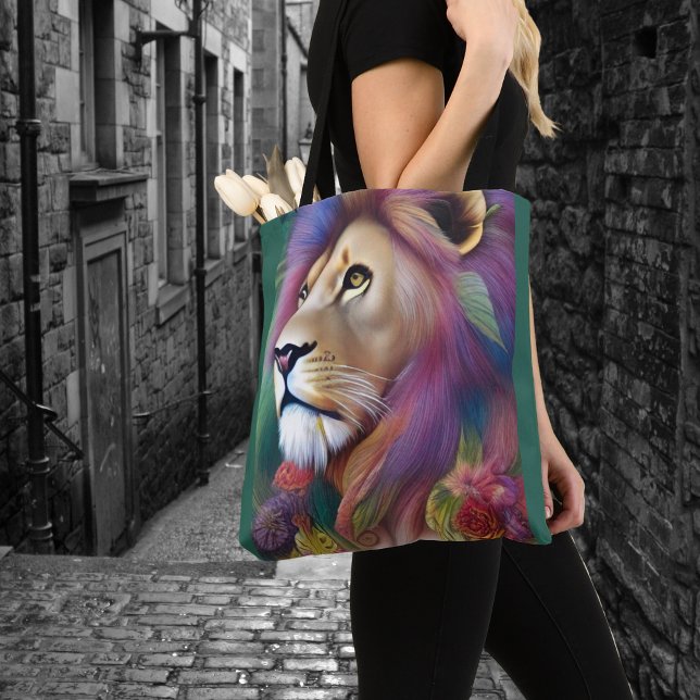 Bolsa Tote Fantasy Lion Leo Spirit Guide Whimical (Criador carregado)