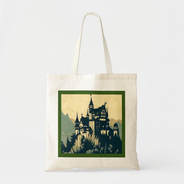 Bolsa Tote Fantasy Medieval Castle - Woodcut 1 (Frente)
