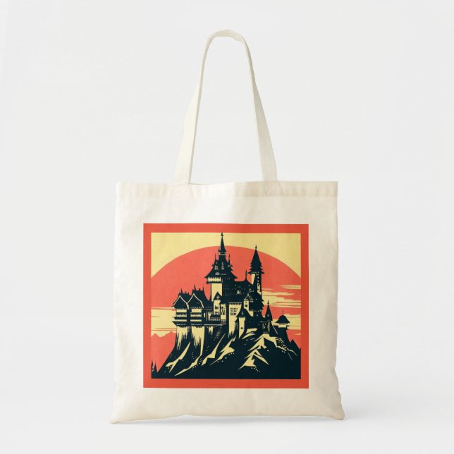 Bolsa Tote Fantasy Medieval Castle - Woodcut 4 (Frente)