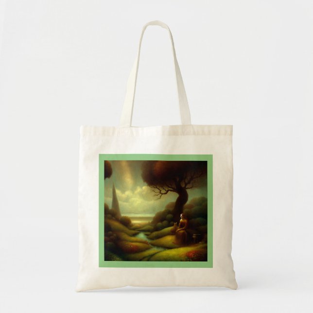 Bolsa Tote Fantasy Painting 7 - Mulher e Gato (Frente)