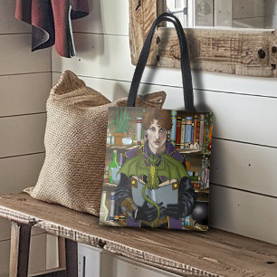 Bolsa Tote Fantasy Wizard Livros Poções de Dragões