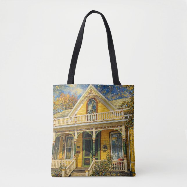 Bolsa Tote Fantasy Yellow Victorian House (Frente)