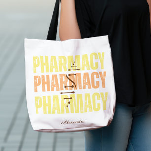 Bolsa Tote Farmácia de tipografia com dificuldades personaliz