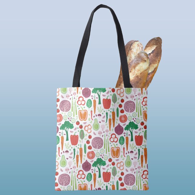 Bolsa Tote Farmácia Mercado de Produtos Hortícolas (Fun vegetable pattern farmers market tote bag)