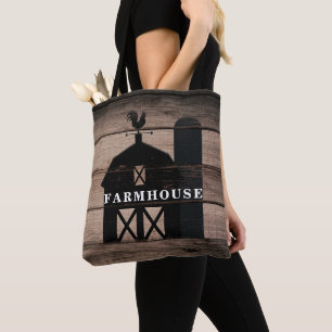 Bolsa Tote Farmhouse Rustic Weathered Wood Black Barn Country