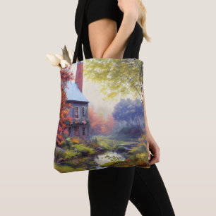 Bolsa Tote Farmhouse/stream/bosque/pintura