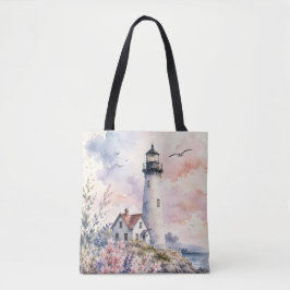 Bolsa Tote Faro Pintado com Aquarela