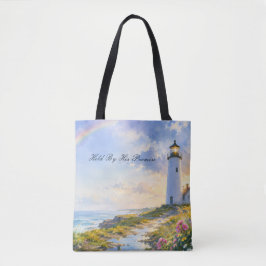 Bolsa Tote Farol Arco-íris Aquarela Costeira