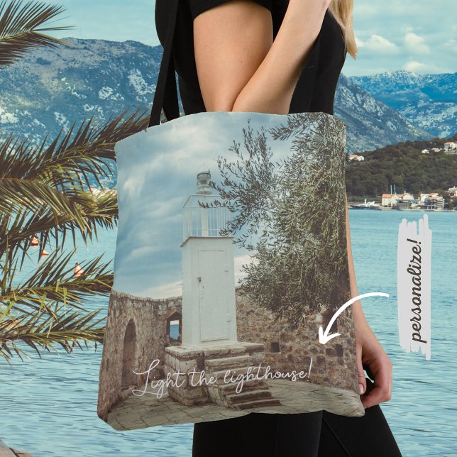 Bolsa Tote Farol branco e oliveira (Criador carregado)