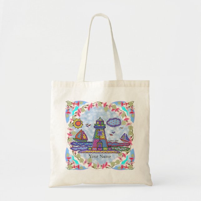 Bolsa tote farol com remendo (Frente)