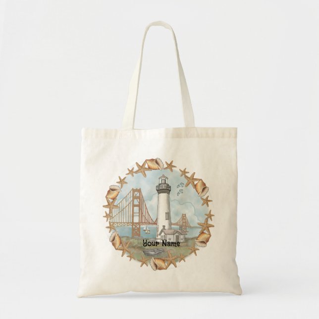 Bolsa Tote Farol de Conchas da Califórnia  (Frente)