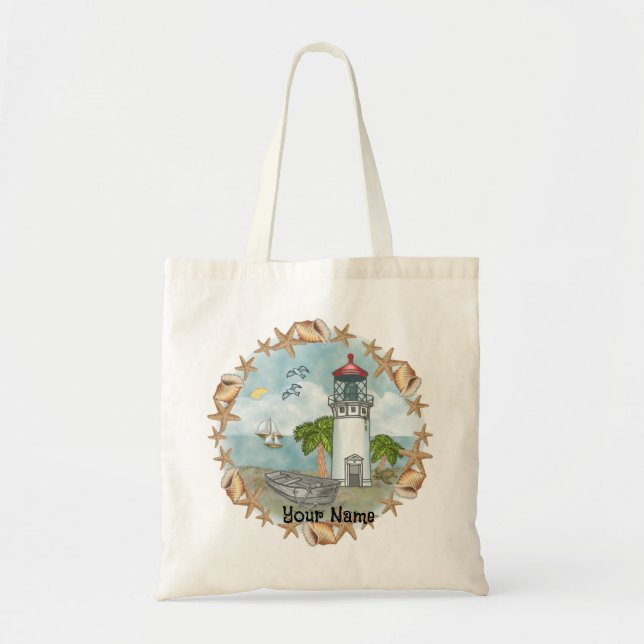 Bolsa Tote Farol de Conchas do Havaí  (Frente)