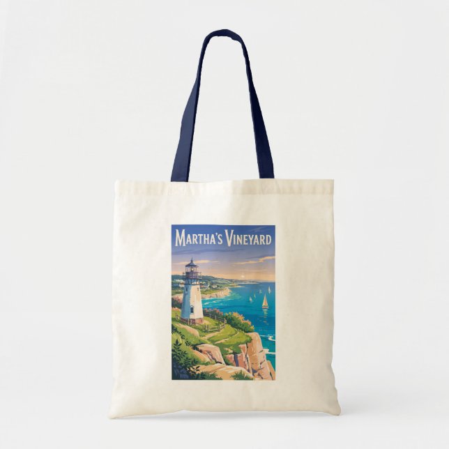 Bolsa Tote Farol de Martha's Vineyard Massachusetts Viagens (Frente)