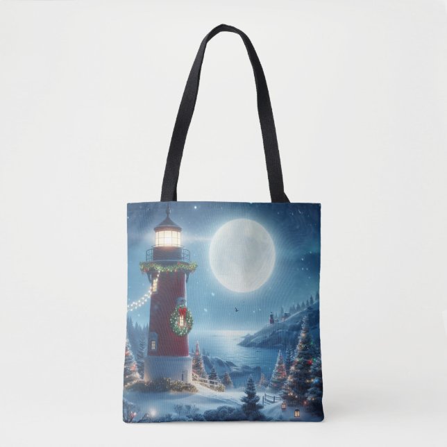 Bolsa Tote Farol de Natal náutico (Frente)