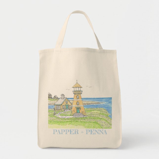 Bolsa Tote Farol de Verão 4; Sacola de Compras (Frente)