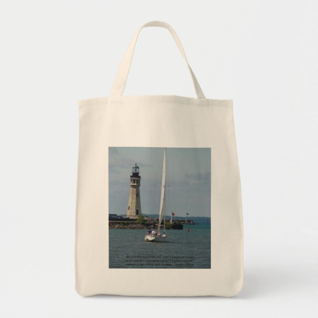 Bolsa Tote Farol do búfalo NY & provérbio inspirado (Frente)