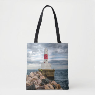 Bolsa Tote Farol do quebra-mar do porto da ilha de Presque