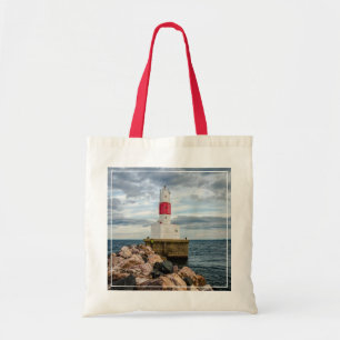 Bolsa Tote Farol do quebra-mar do porto da ilha de Presque
