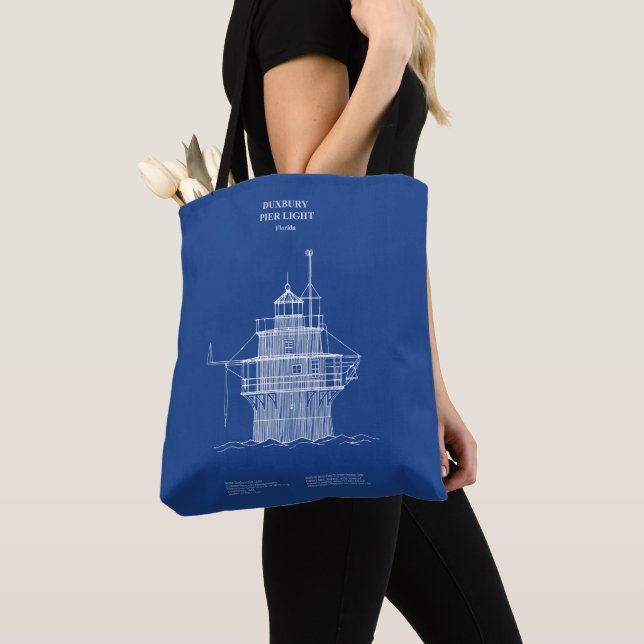 Bolsa Tote Farol Duxbury Pier Light - Massachusetts - AD (Close Up)