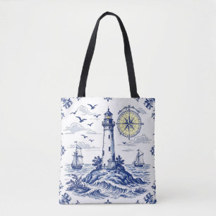 Bolsa Tote Farol e bússola