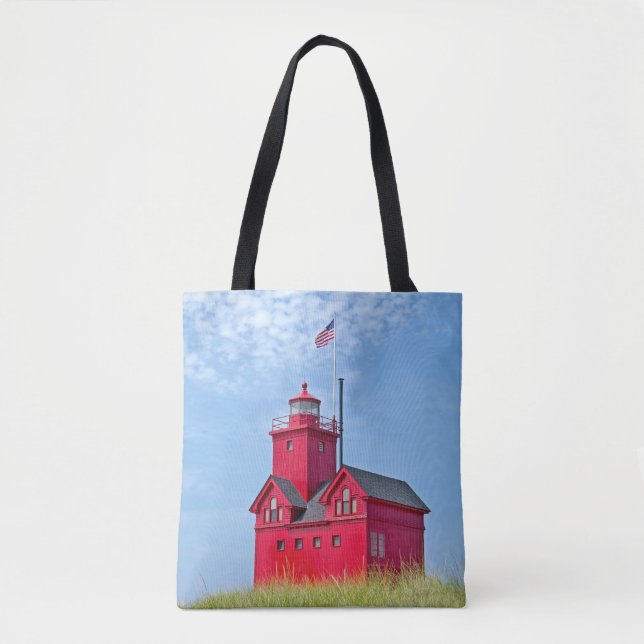 Bolsa Tote Farol Vermelho Grande Holandês Michigan (Frente)